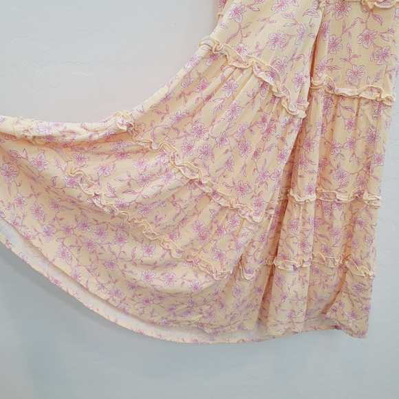 NWOT Love Tree Yellow Floral Print Fit & Flare Mini Dress Women's Size Large - Picture 13 of 13